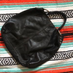 Black leather hobo bag